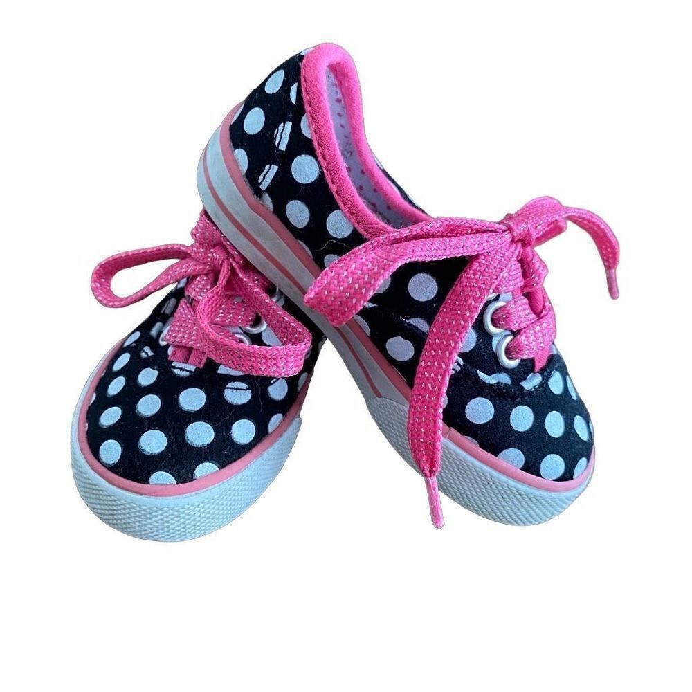 Circo Polka Dot Sneakers Pink Laced Toddler Size 5